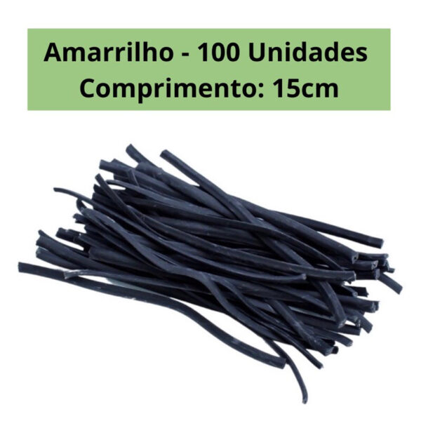 AMARRILHO ARAME FECHO PLÁSTICO PRETO 15CM