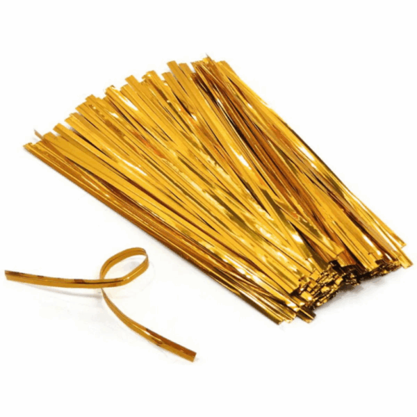 AMARRILHO PLÁSTICO BRILHANTE DOURADO 11CM - Imagem 2