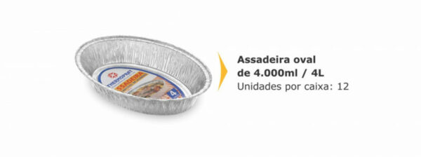 ASSADEIRA ALUMINIO OVAL 4000ML THERMOPRAT
