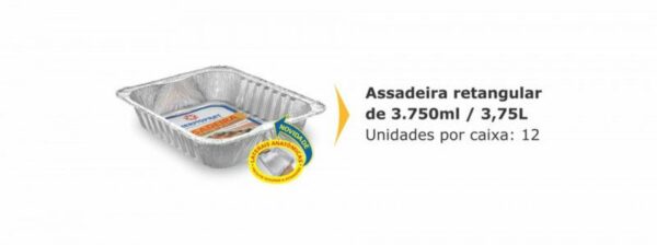 ASSADEIRA ALUMINIO RETANGULAR 3750ML