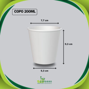 COPO PAPEL BRANCO 200ML ECOLOSSO